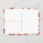 Strawberry 1. Foto Berry Erster Geburtstag Einladungspostkarte (Rückseite)