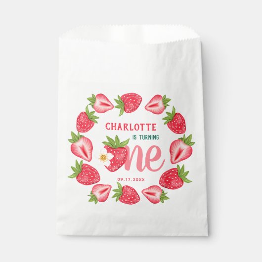 Strawberry 1. Geburtstag Baby Berry Sweet Party Geschenktütchen (Vorderseite)