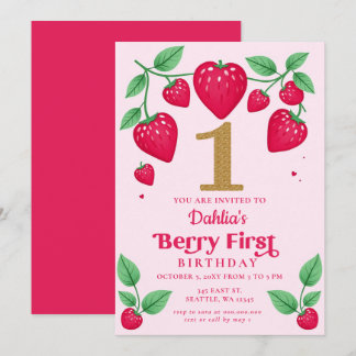 Strawberry 1. Geburtstag Berry Erster Geburtstag Einladung