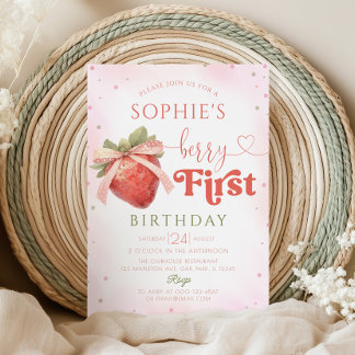 Strawberry 1. Geburtstag Berry Erster Geburtstag Einladung