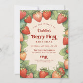 Strawberry 1. Geburtstag Berry Erster Geburtstag Einladung (Vorderseite)
