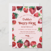 Strawberry 1. Geburtstag Berry Erster Geburtstag Einladung (Vorderseite)