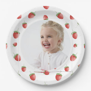 Strawberry 1. Geburtstag Berry Erstes Foto Pappteller