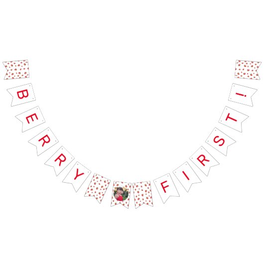 Strawberry 1. Geburtstag Berry Erstes Foto Wimpelkette (Alle)