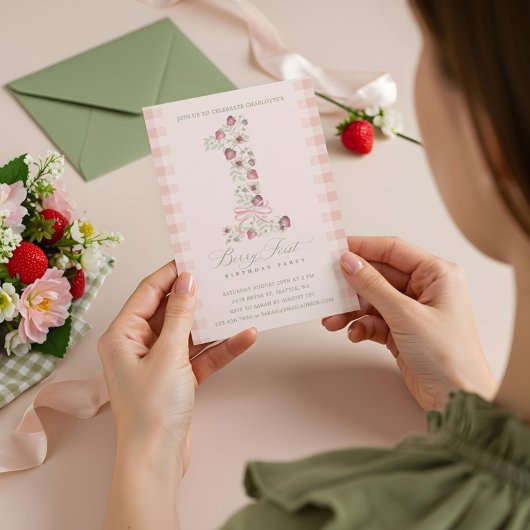 Strawberry 1. Geburtstag Berry Erstes Geburtstag F Einladung