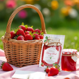 Strawberry 1. Geburtstag, Berry First, Berry Jam Einladung