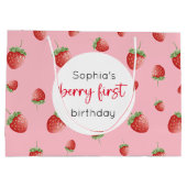 Strawberry 1. Geburtstag Berry First Große Geschenktüte (Rückseite)