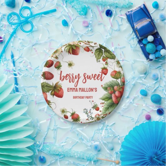 Strawberry 1. Geburtstag Berry First Pappteller (Party)