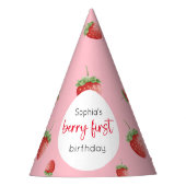 Strawberry 1. Geburtstag Berry First Partyhütchen (Vorderseite)