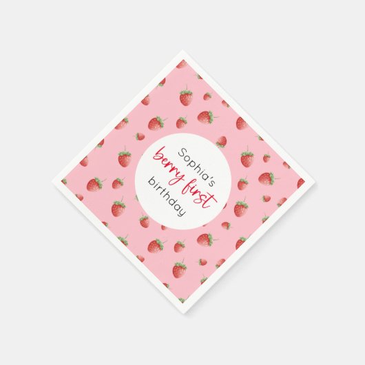 Strawberry 1. Geburtstag Berry First Serviette (Ecke)