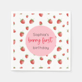 Strawberry 1. Geburtstag Berry First Serviette (Vorderseite)