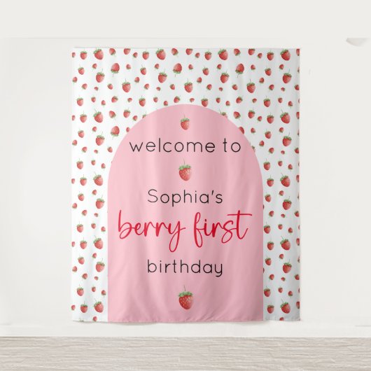 Strawberry 1. Geburtstag Berry First Wandteppich (Vorderseite)