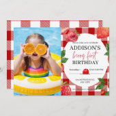 Strawberry 1. Geburtstag Berry Sweet Einladung (Vorne/Hinten)