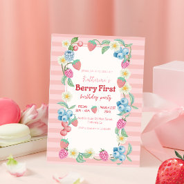 Strawberry 1. Geburtstag Berry Sweet Pink Geburtst Einladung