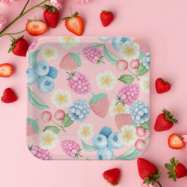 Strawberry 1. Geburtstag Berry Sweet Pink Paper Pl Pappteller