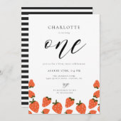 Strawberry 1. Geburtstag Einladung (Vorne/Hinten)