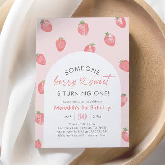 Strawberry 1. Geburtstag Einladung