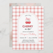 Strawberry 1. Geburtstag Einladung First Berry Swe (Vorne/Hinten)