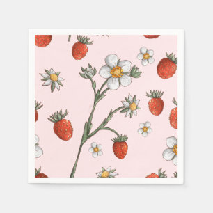 Strawberry 1. Geburtstag Floral Berry erste Serviette