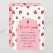 Strawberry 1. Geburtstag Foto Dankeschön Karte (Vorne/Hinten)