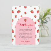 Strawberry 1. Geburtstag Foto Dankeschön Karte (Stehend Vorderseite)