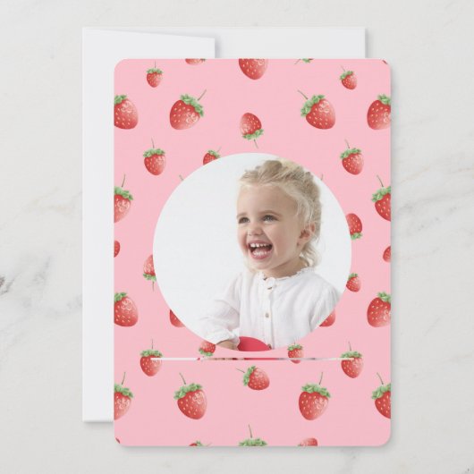 Strawberry 1. Geburtstag Foto Dankeschön Karte (Rückseite)