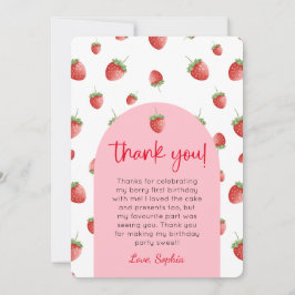 Strawberry 1. Geburtstag Foto Dankeschön Karte