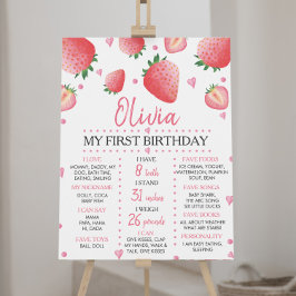 Strawberry 1. Geburtstag Milestone Zeichen Poster