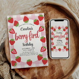 Strawberry 1. Geburtstag Party Berry Einladung