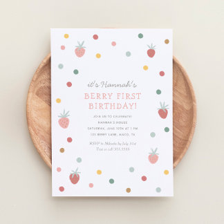 Strawberry 1. Geburtstag Party Berry Erster Geburt Einladung