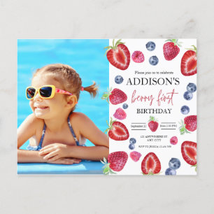 Strawberry 1. Geburtstag Party Berry Erstes Foto Postkarte