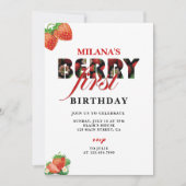 Strawberry 1. Geburtstag Party | Berry First Einladung (Vorderseite)