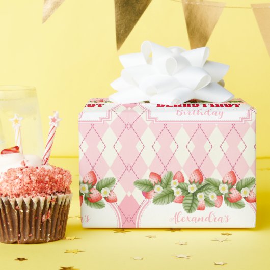 Strawberry 1. Geburtstag Party Berry First Geschenkpapier (Geburtstagsparty)