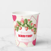Strawberry 1. Geburtstag Party Berry First Pappbecher (Rückseite)