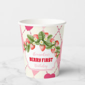 Strawberry 1. Geburtstag Party Berry First Pappbecher (Vorderseite)