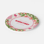 Strawberry 1. Geburtstag Party Berry First Pappteller (Schrägansicht)