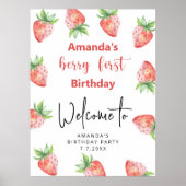 Strawberry 1. Geburtstag Party | Berry First Poster (Vorne)