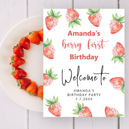 Strawberry 1. Geburtstag Party | Berry First Poster