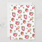 Strawberry 1. Geburtstag Party Berry First Sweet Einladung (Rückseite)