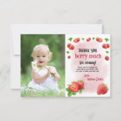 Strawberry 1. Geburtstag Party Berry Sweet Dankeskarte (Vorderseite)