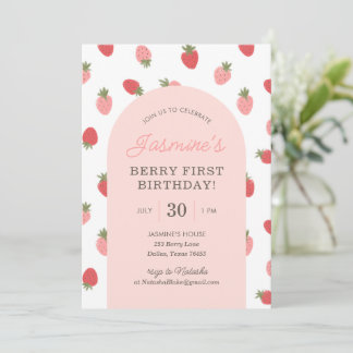 Strawberry 1. Geburtstag Party Einladung