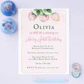 Strawberry 1. Geburtstag Party Einladung Flyer (Einzeln)