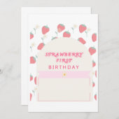 Strawberry 1. Geburtstag Party erste Einladung (Vorne/Hinten)