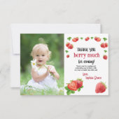 Strawberry 1. Geburtstag Party Sweet Berry Dankeskarte (Vorderseite)