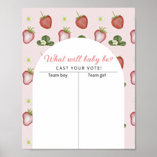 Strawberry 1. Geburtstag Party Was wird das Baby s Poster