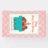 Strawberry 1. Geburtstag Schachbrett Banner (Horizontal)