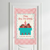 Strawberry 1. Geburtstag Schachbrett Banner