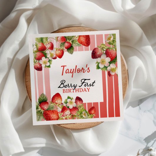 Strawberry 1. Geburtstag Serviette