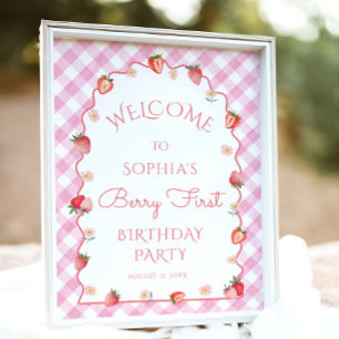 Strawberry 1. Geburtstag Wavy Berry First Welcome Poster