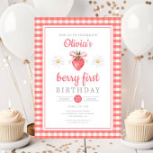 Strawberry 1st Birthday Berry First Birthday Einladung